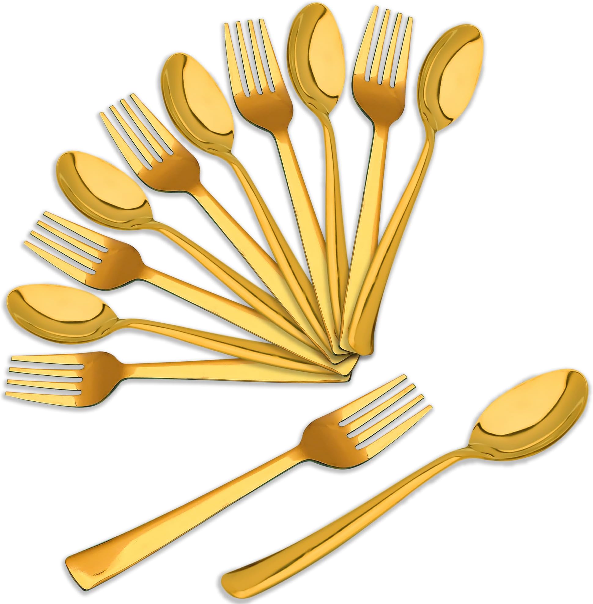 Parage 12 Pieces Stainless Steel Golden Spoon & Fork Set, 19 cm Each, Premium Cutlery Set for Home & Kitchen, PVD Gold Flatware, Elegant Dining (6 Table Spoons & 6 Table Forks)
