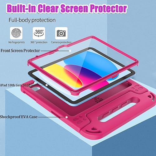 Miniatura 3 de BMOUO Funda infantil para iPad de 10.9 pulgadas 2022 con protector de pantalla integrado, a prueba de golpes, peso ligero, soporte de mango