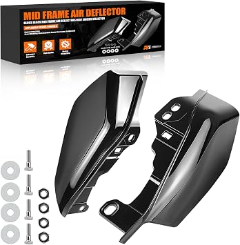 Gloss Black Mid Frame Air Deflector Heat Shield Compatible for Harley Davidson Touring Models Road King Street Glide Electra Glide 2009-2024 Vivid Gloss Black, No Cool Flow Fan