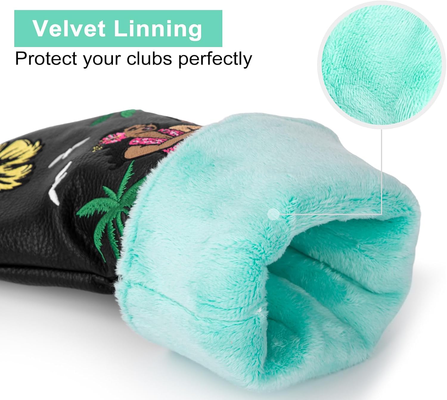 1pc Golf Club Head Cover Driver Headcover 3 Wood Hybrid Rescue Head Cover or 3pcs Golf Headcovers Set 1 3 H, Premium Faux Leather Hawaii Style Fairway Hybrid Headcovers