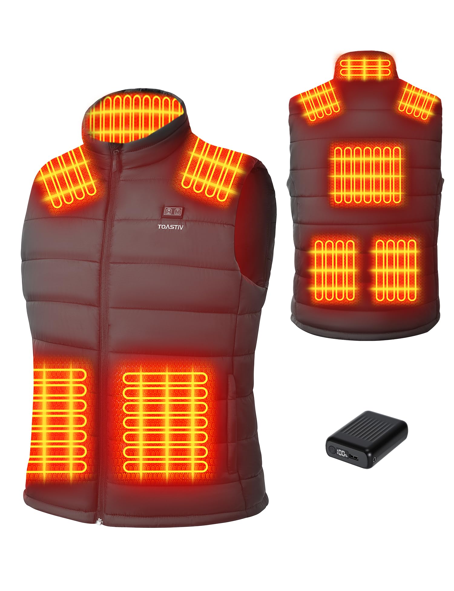 Gilet Chauffant Homme avec Batterie Externe 18400mAh 7.4V, Gilet Chauffant Lavable, Veste Chauffante pour Hiver，Jusqu’à 11h de Chaleur