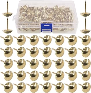 Hilitchi 200-Piece 9/16'' (14mm) Antique Upholstery Nails Tacks Assortment Kit (Gold)