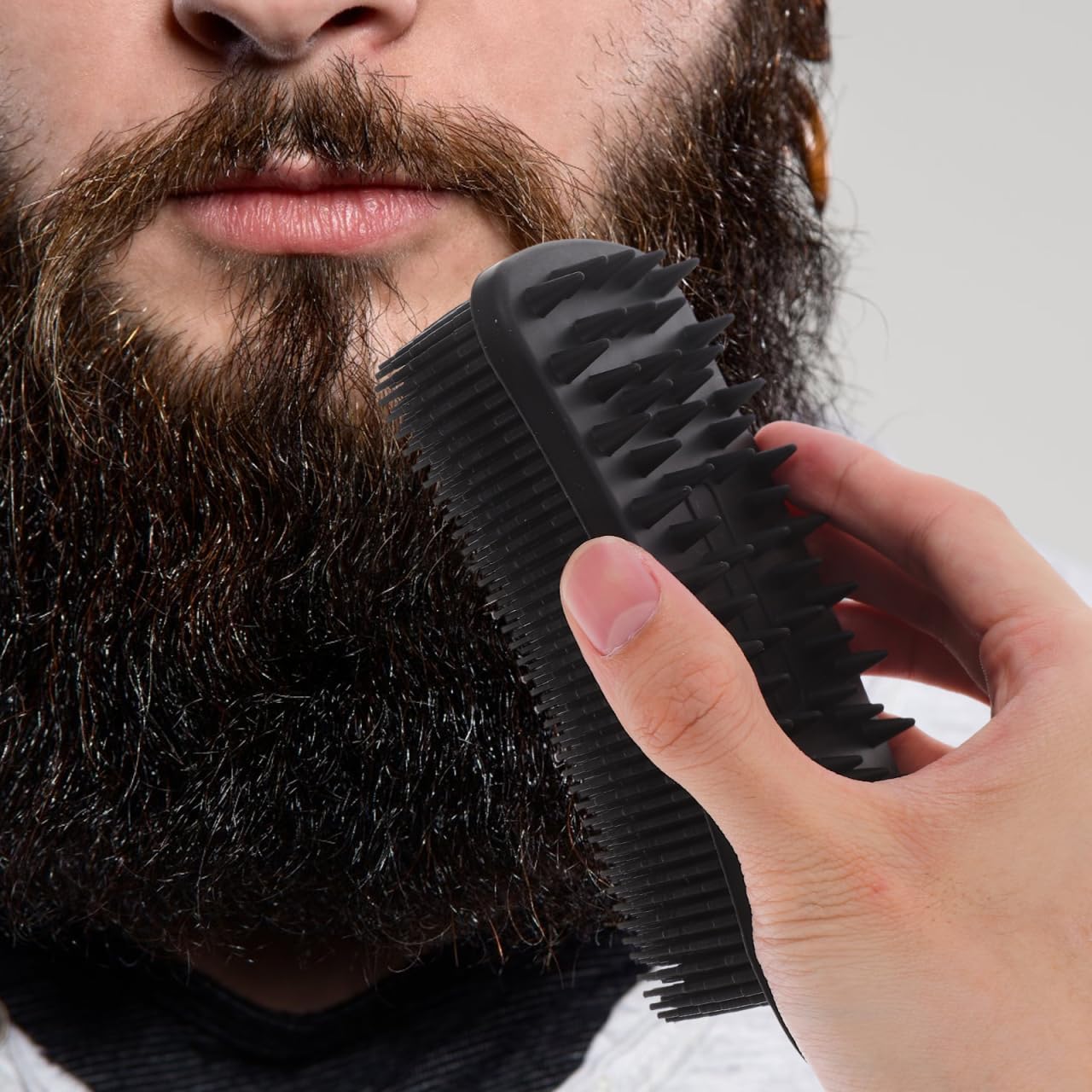 Silicone Body Scrubber for Men Double Sided Bath and Shower Brush Soft Exfoliating Skin Cleanser with Ergonomic Grip Gentle Silicone Beard Brush