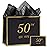 momoake 50th Birthday Gift Bag with Card and Tissue Paper for Men Women Him, 1975 50 Year Old 13 Elegant Black Gold Anniversary Keepsake Party Present Shopping Paper Bags for Gifts Wrapping