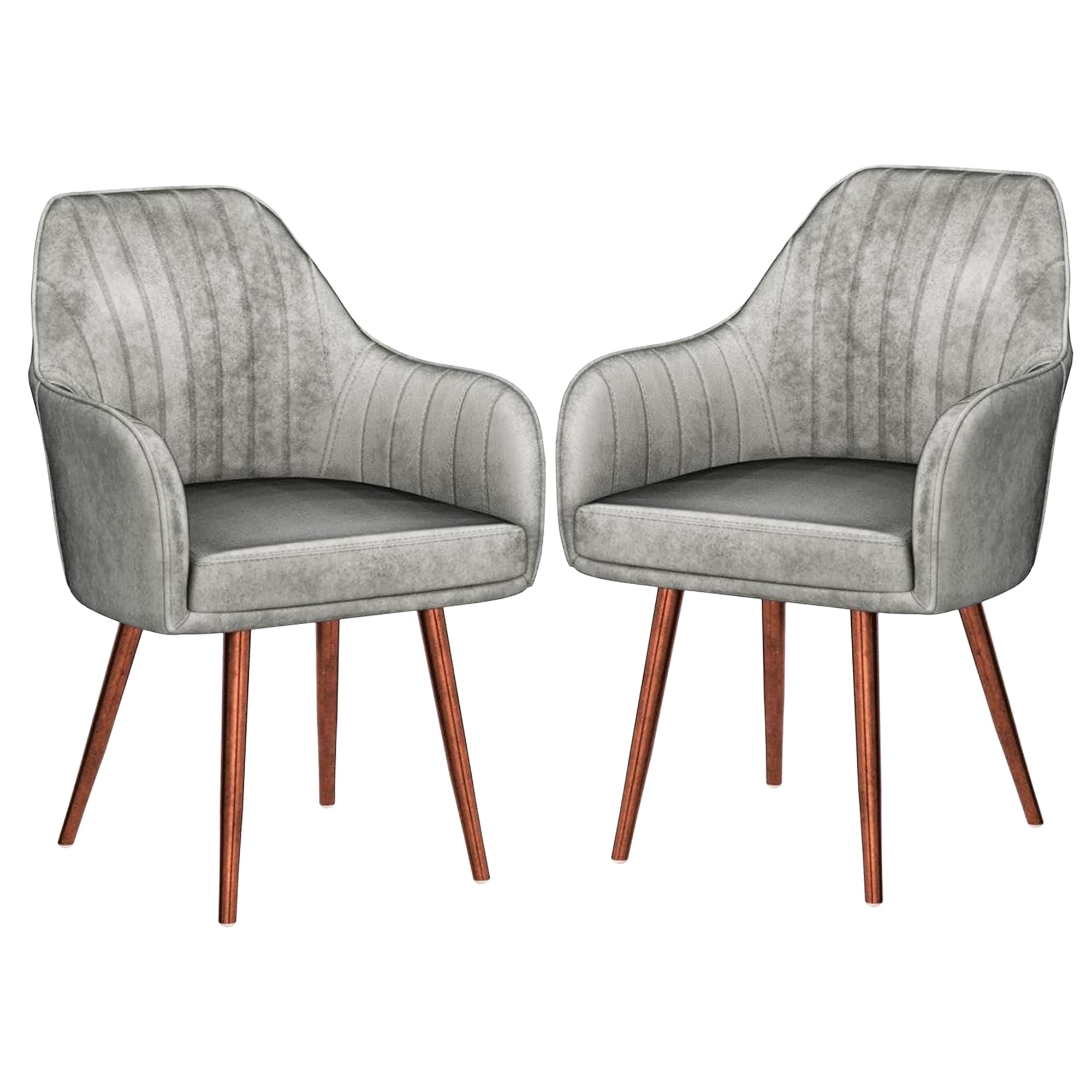 Roxigo Velvet Dining Chairs, Cushion Seat Chair for Living Room Bedroom Restaurant, Modern Contemporary Upholstered with Polished Rosegold Metal Legs (Light Grey) 3