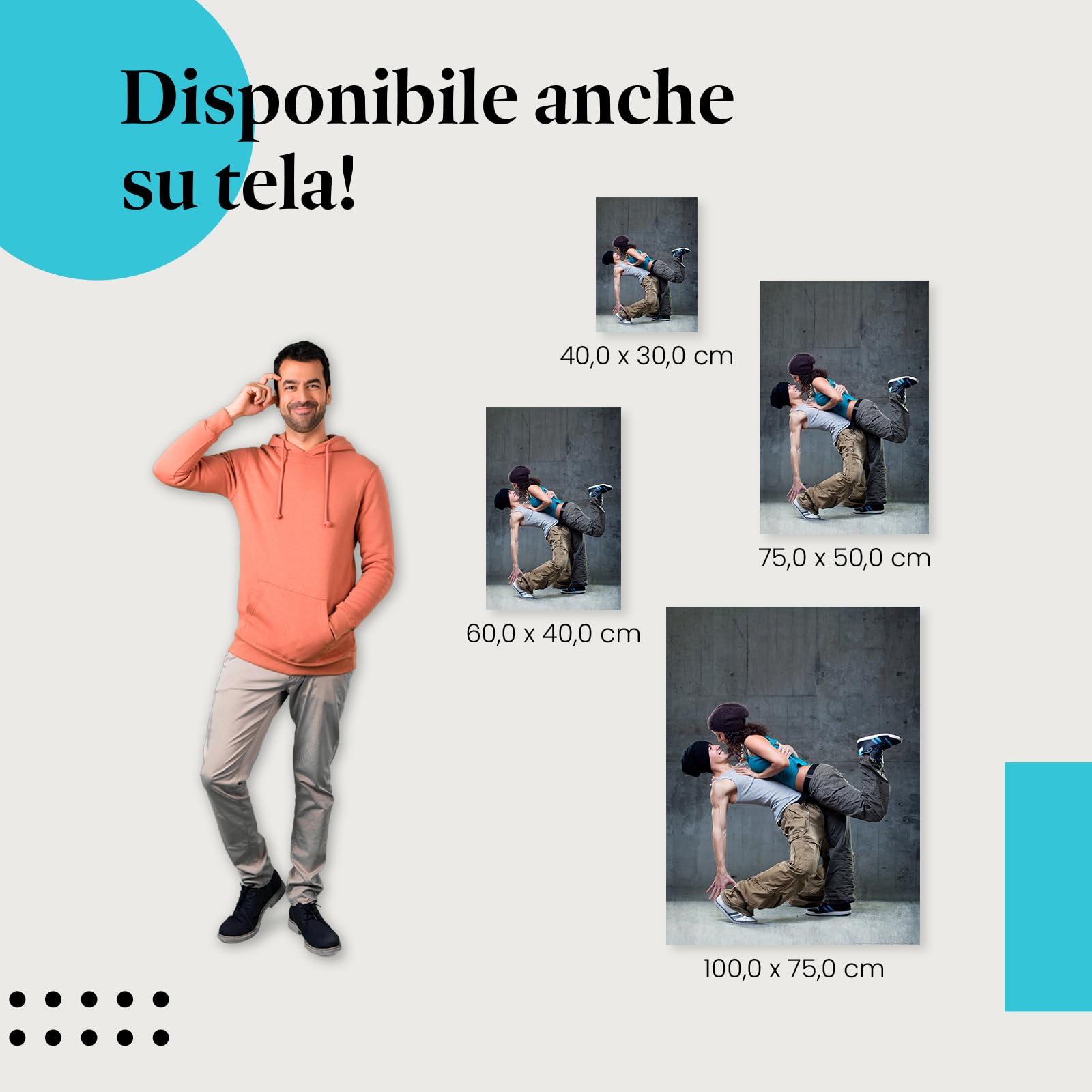 Postereck - 0419 - Hip hop, danza coppia musica street dance uomo donna - Decorazione da Parete, Stampa Fotografica, Arredamento Interni, Quadri - Tela - 100,0 cm x 75,0 cm
