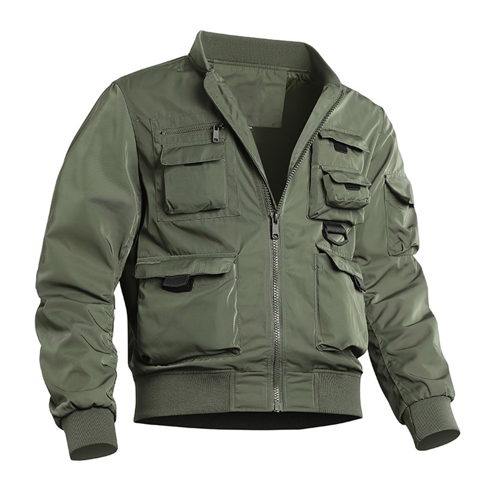 Genérico Cazadora Hombre Bomber - Chaqueta para Hombre Estilo Béisbol Retro con Múltiples Bolsillos Y Diseño Utilitario