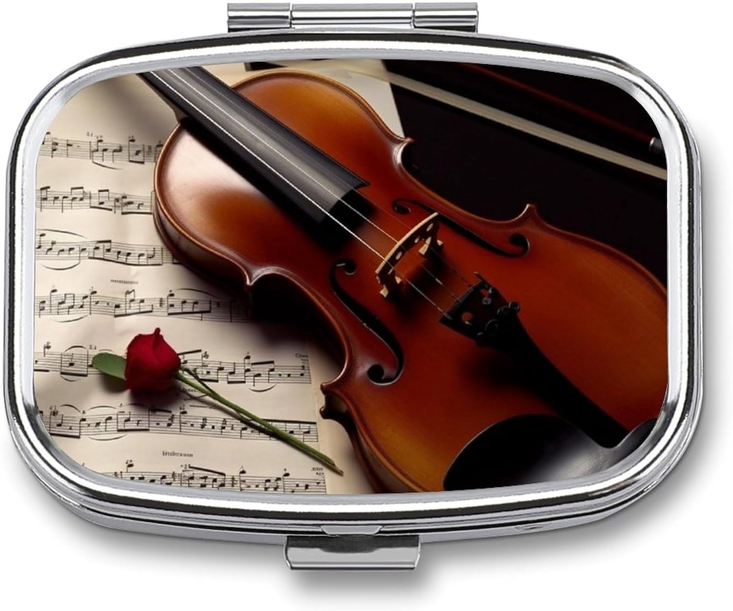 Portable Square Metal Violin Sheet Music Printed Medicine Box - Durable And Waterproof Intimate Medical Companion