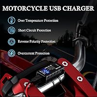 Vista 5 de BATIGE Motorcycle USB Charger SAE to USB Adapter Type C and Quick Charge USB 3.0 with Voltmeter, ON/Off Switch and 3.6FT SAE Extension Cable