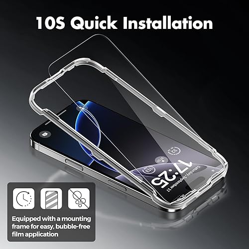 Miniatura 2 de UNBREAKcable Paquete de 3 protectores de pantalla para iPhone 16 Pro Max, vidrio templado doble inastillable marco de fácil instalación dureza 9H