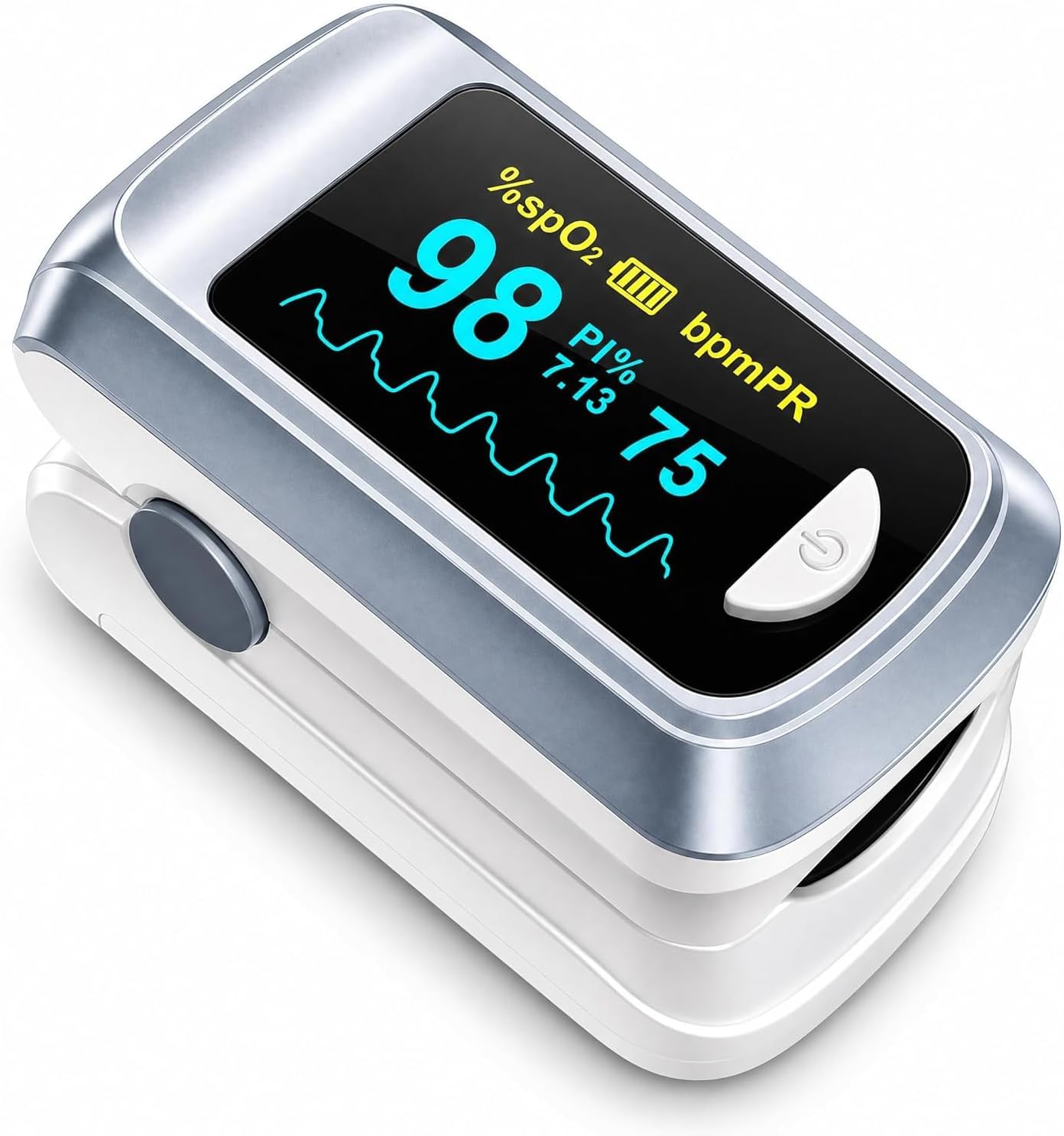 Healthtree JKS50B Pulse Oximeter Fingertip - Blood Oxygen monitor Fingertip with Perfusion Index, Fast 5-8s Reading, Large OLED Display, SpO2 & Heart Rate monitor for Home, Sports, Travel (Includes Batteries & Lanyard)