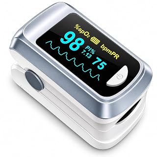 Fingertip Pulse Oximeter Blood Oxygen Saturation Monitor Pulse Ox, Heart Rate and Fast Spo2 Reading Oxygen Meter with OLED Screen Included Lanyard and 2 X AAA Batteries