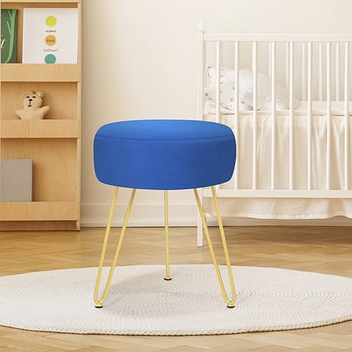 Miniatura 5 de GERANT Taburete de tocador multifuncional  Taburete tapizado de terciopelo  Silla otomana redonda Morden  Asiento de mesa auxiliar con patas de