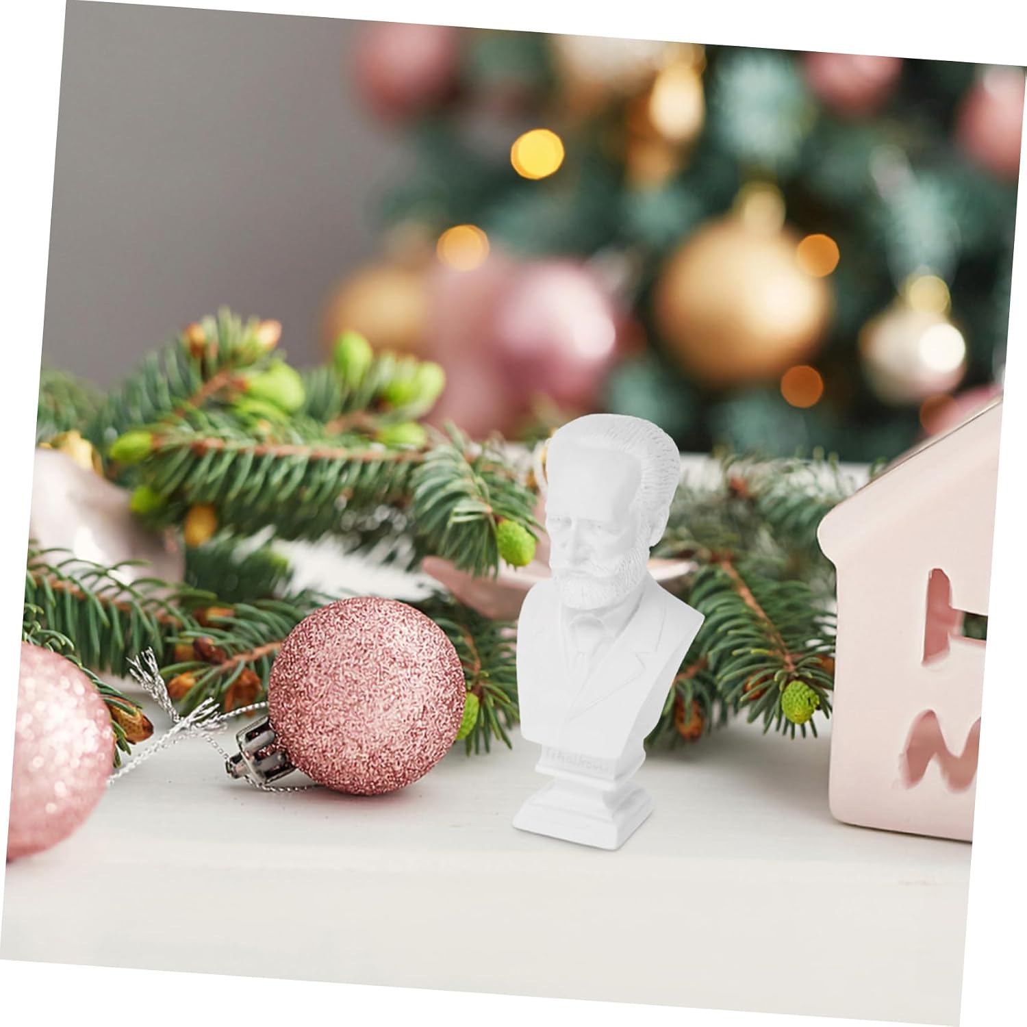 Resin Musician Bust Sculpture White Desktop Decoration Xmas