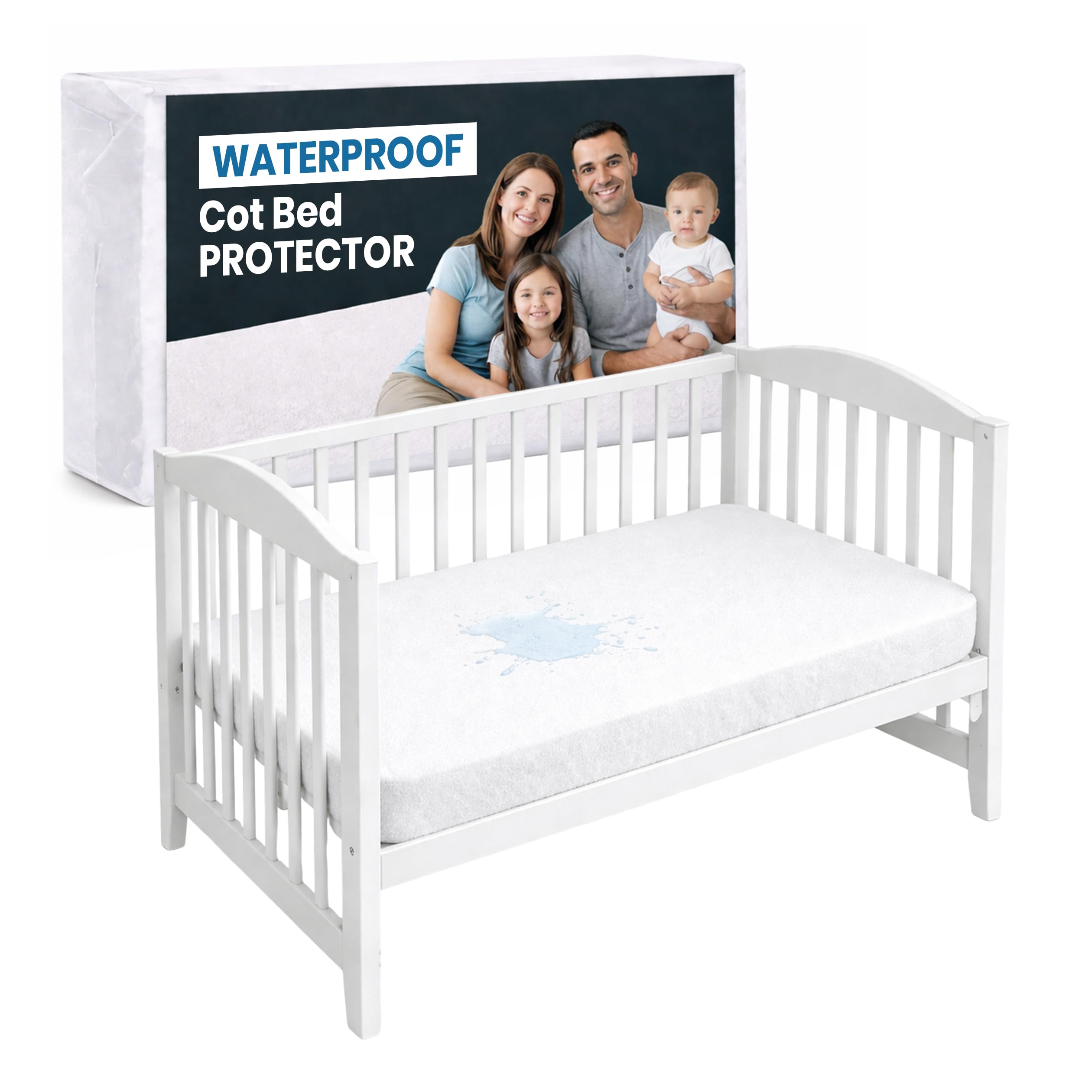 Rohi Waterproof Cot Bed Mattress Protector 70 x140cm | Soft & Gentle Terry Cotton Cover | Safe for Newborns, Babies & Toddler Bed Mattress Protector | Hypoallergenic, Breathable, Quiet & Comfortable