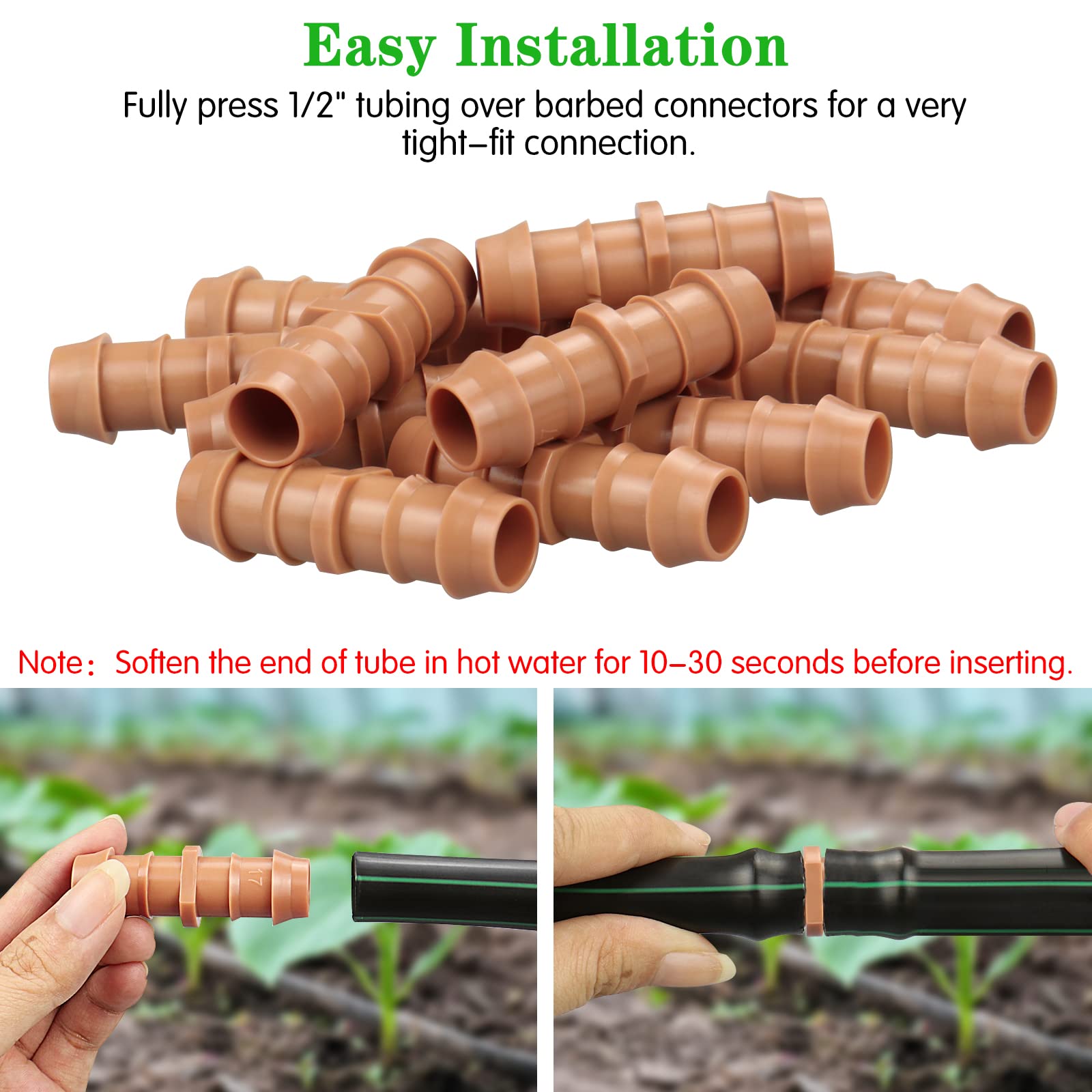 1/2 Inch Drip Irrigation Barbed Coupling Fittings 25 Pack