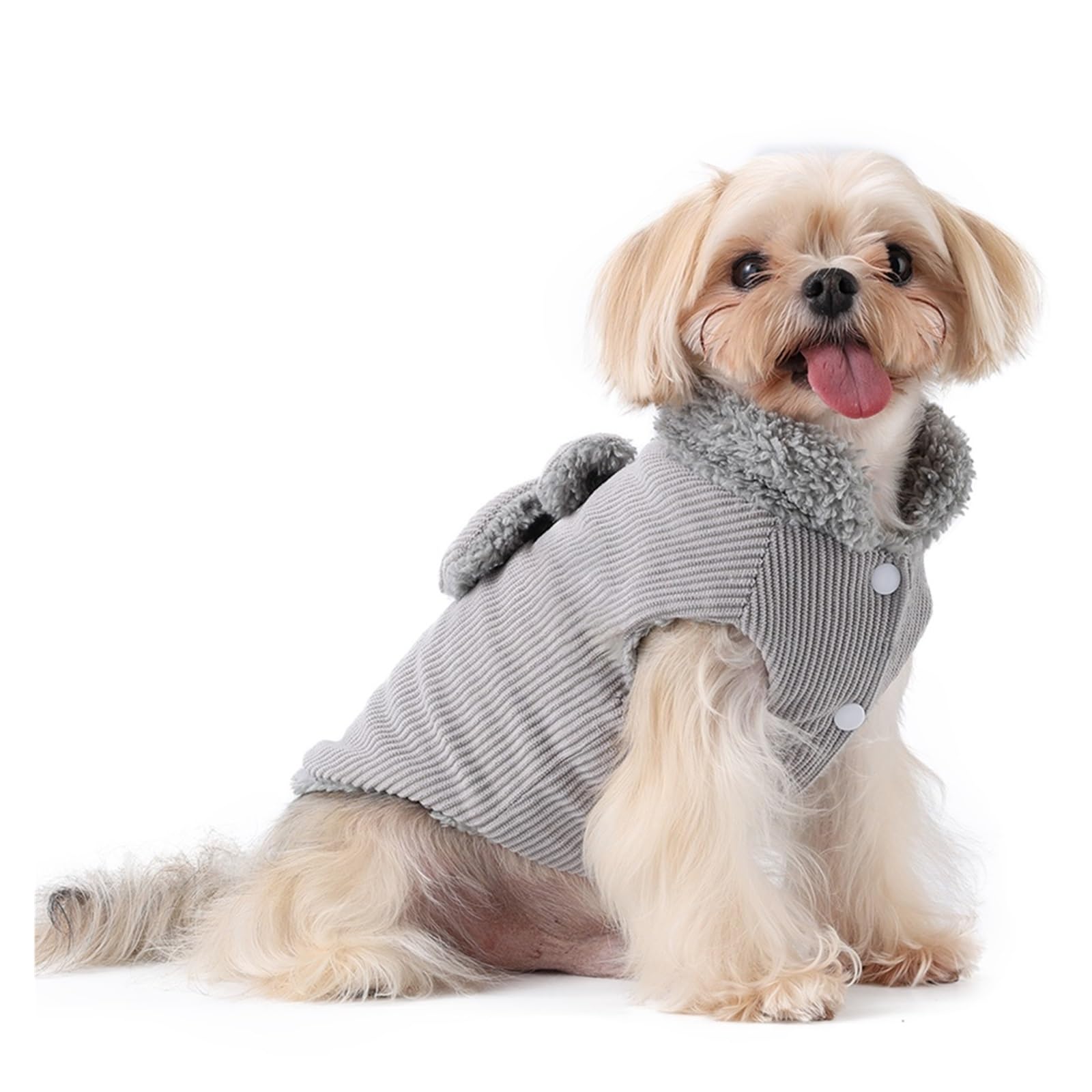 Bonito chaleco para mascotas con lazo desmontable | Ropa de otoño e invierno para razas pequeñas y medianas, chaqueta cálida para gatos Sphynx con anillo en D (gris, L)