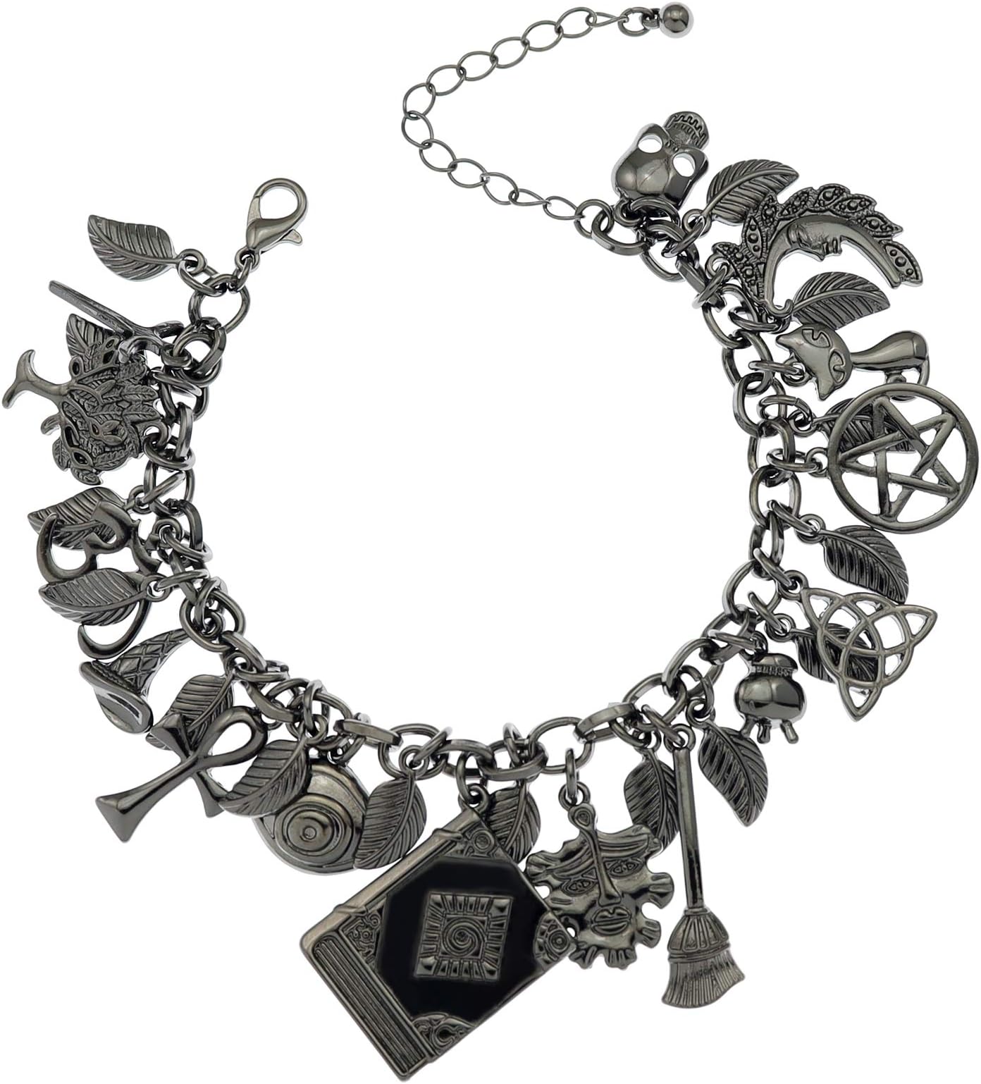 Mythology Fairytale Lucky Charms Cuff Bangle Bracelet Cross Leaf Moon Face Celtic Cat