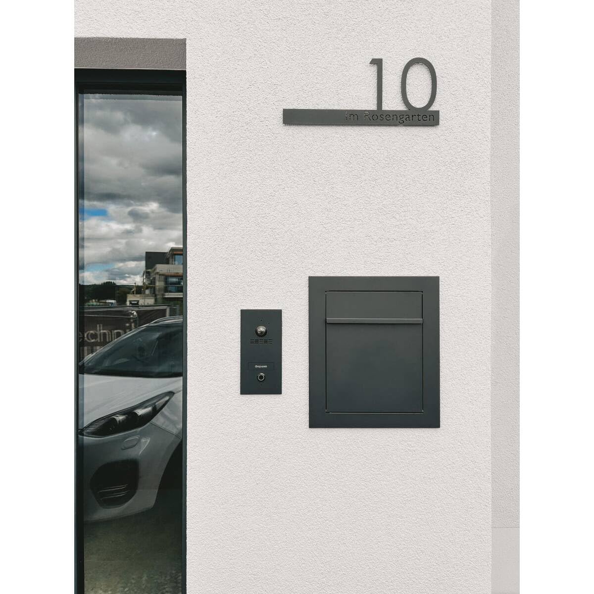 Metzler Cassetta postale da incasso antracite RAL 7016 – cassetta murale da incasso in acciaio verniciato a polvere, design premium