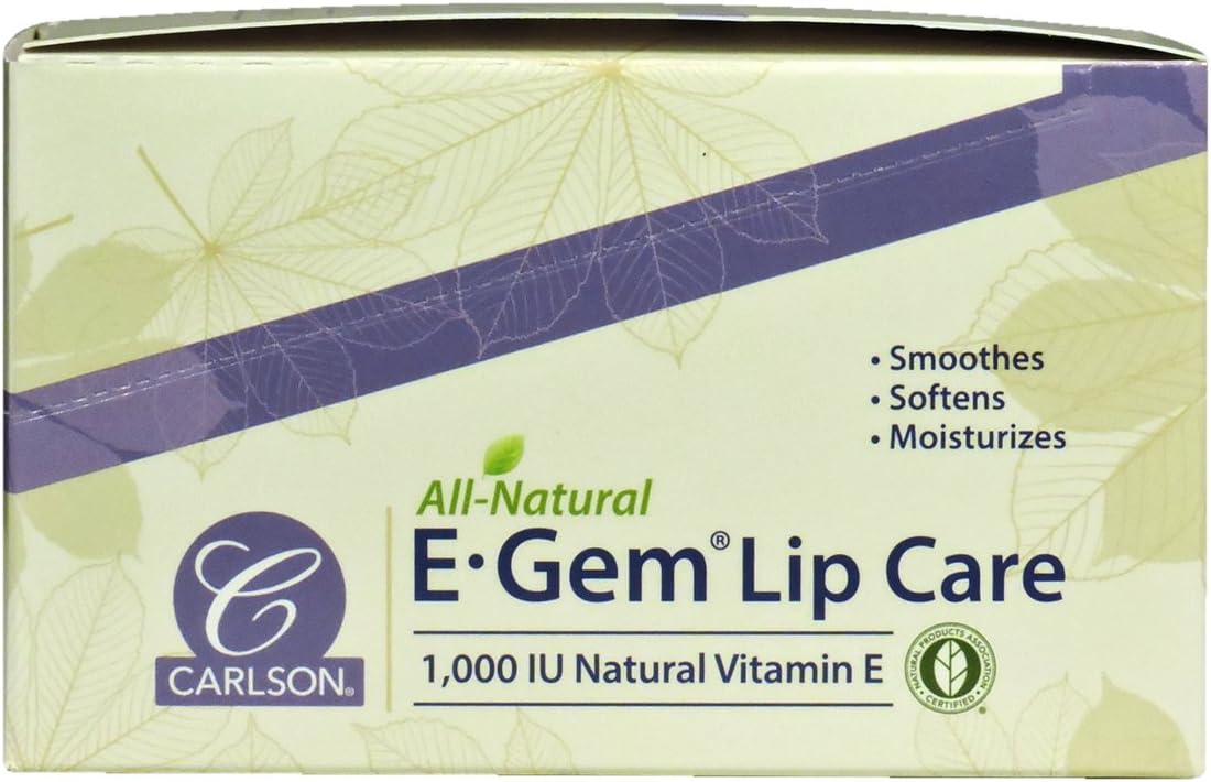 Carlson E-Gem Lip Care 1,000 IU, Vitamin E, 12 Tubes