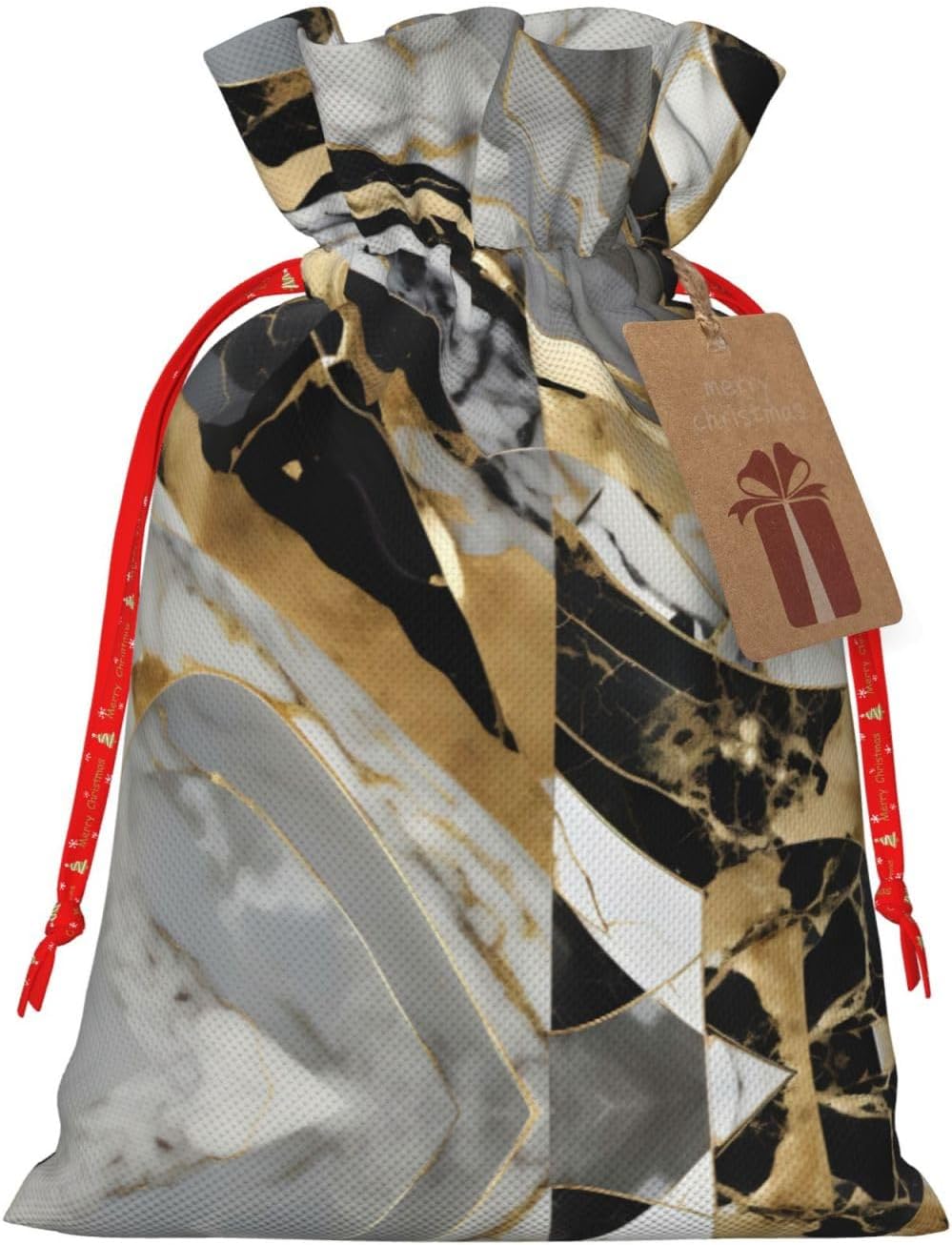 ZISHAK Luxury Marble Burlap Drawstring Gift Bag â€“ Ideal Christmas Gift Bag For Delicate Presents