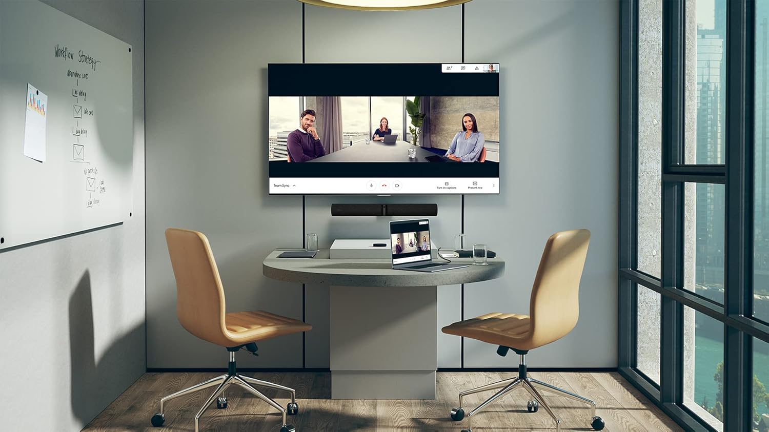 Jabra PanaCast 50 Intelligent 180° Panoramic 4K Video Conferencing Camera – Wide-Angle Meeting Room Webcam with Built-in Microphones, Plug & Play, Black (Renewed)