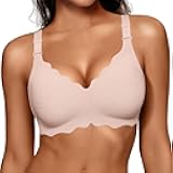 OEAK Women Bras No Underwire Scalloped Push Up Buttery Soft Tshirt Bra Seamless Full Coverage Convertible Everyday Bra