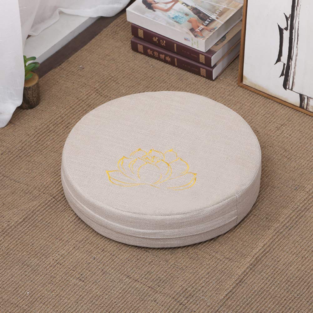 Coussin de siège rond crème 40x40x10cm galette de chaise futon épais YEARLY