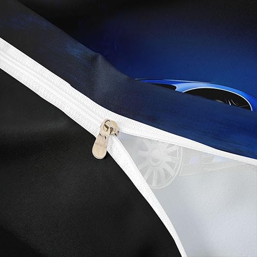 Vista 3 de Feelyou Juego de funda de edredón deportiva, juego de ropa de cama azul de carreras para niños, deportes extremos, funda de edredón de velocidad