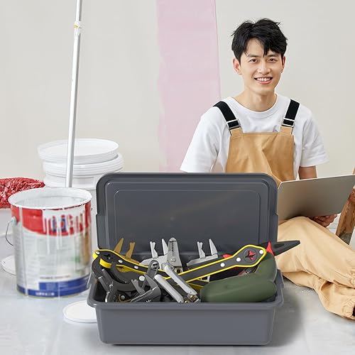 Miniatura 6 de Vcansay - Tinas de autobús comercial para restaurante de 13 L con tapa, caja de autobús de plástico, 3 paquetes