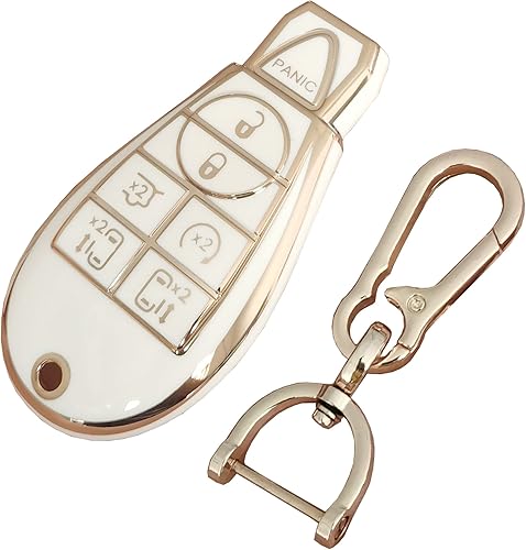 Miniatura 10 de WKEDQAF Funda para llavero Dodge con llavero de TPU compatible con Dodge Ram Jeep Chrysler modelos accesorios 2008-2018 (3-B negro)