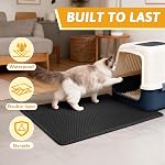 Pieviev Cat Litter Mat Trapper - 76 x 61cm Honeycomb Double Layer Tapis Litiere Chat -Traps Messes, Easy Clean and Durable (Black)