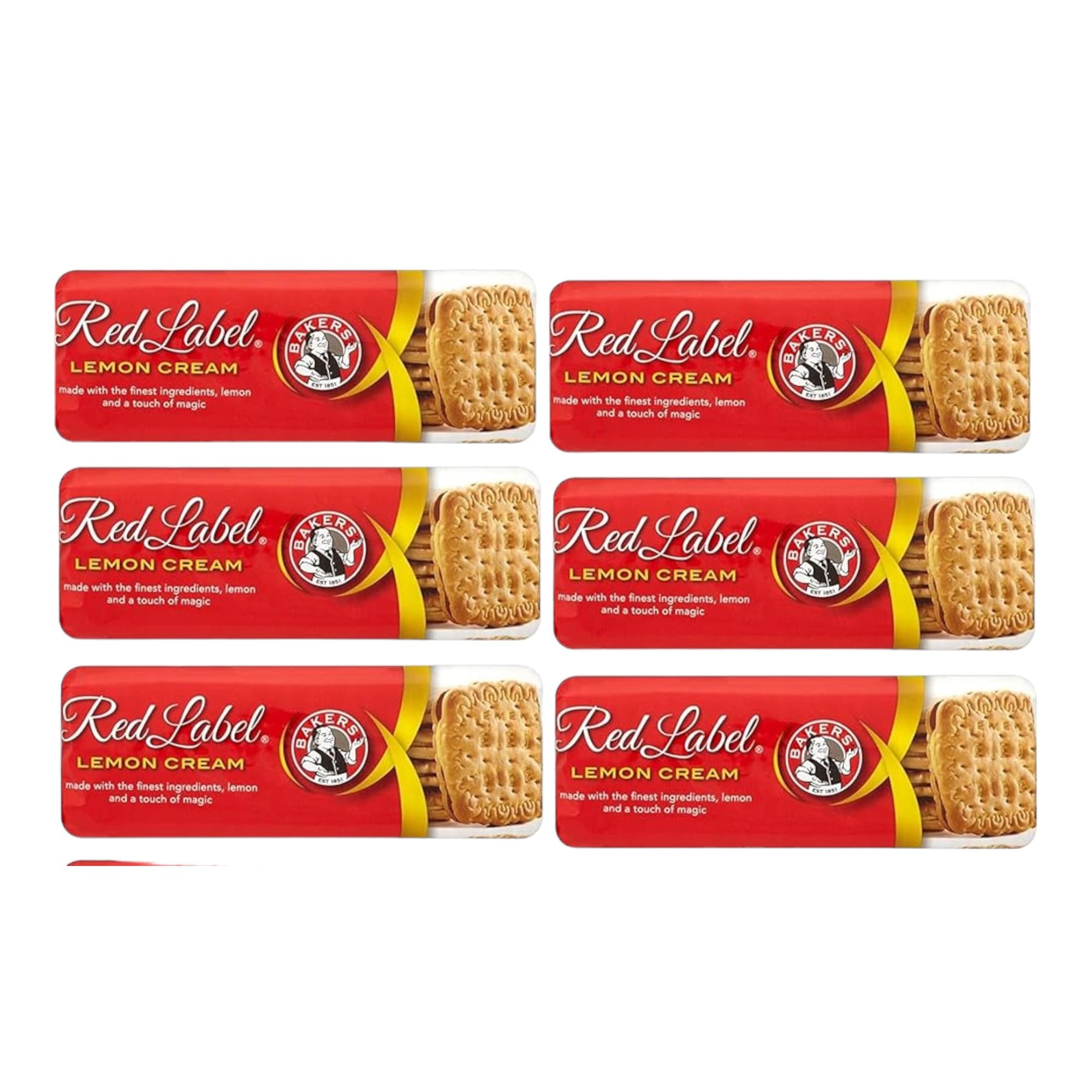 6 x 200g | Bakers Original & Best Red Label Lemon Cream Biscuits 200g | Pack of 6 | South African