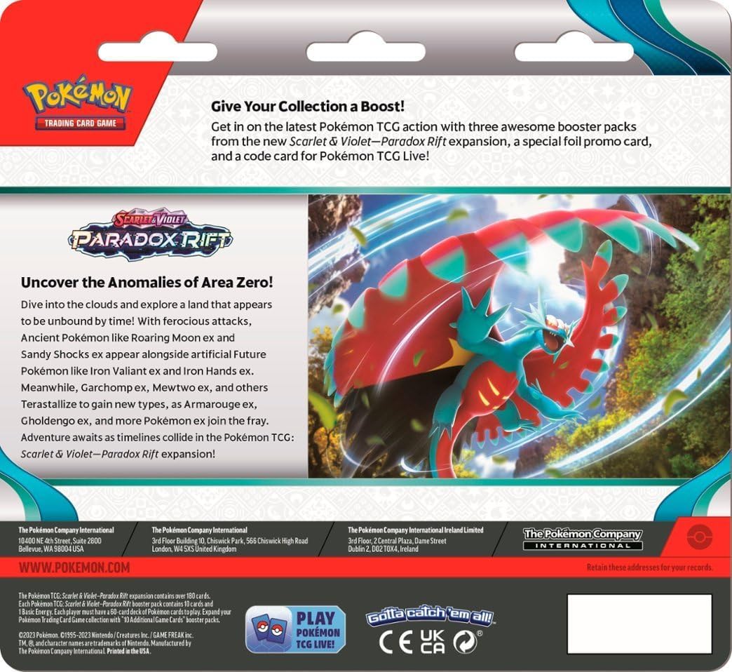Pokemon Scarlet & Violet—Paradox Rift 3 Pack Blister Featuring Arctibax OR Cetitan