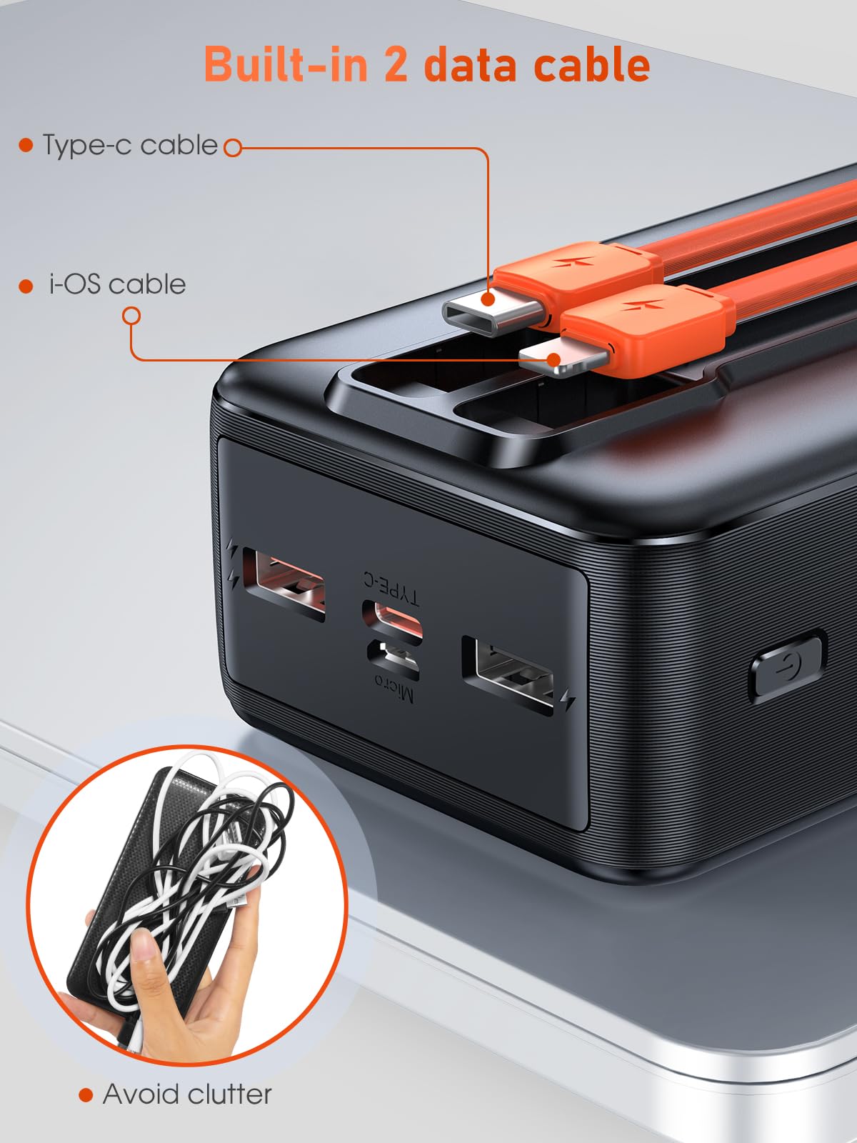 50000mAh Power Bank Funzione Di Ricarica Rapida Con Display A Led, Powerbank Qc 22,5 W/Usb C Pd20 W, Power Bank Portatile, 3 Ingressi E 3 Uscite Per Cellulare,Tablet,Viaggi,Campeggio,Pesca