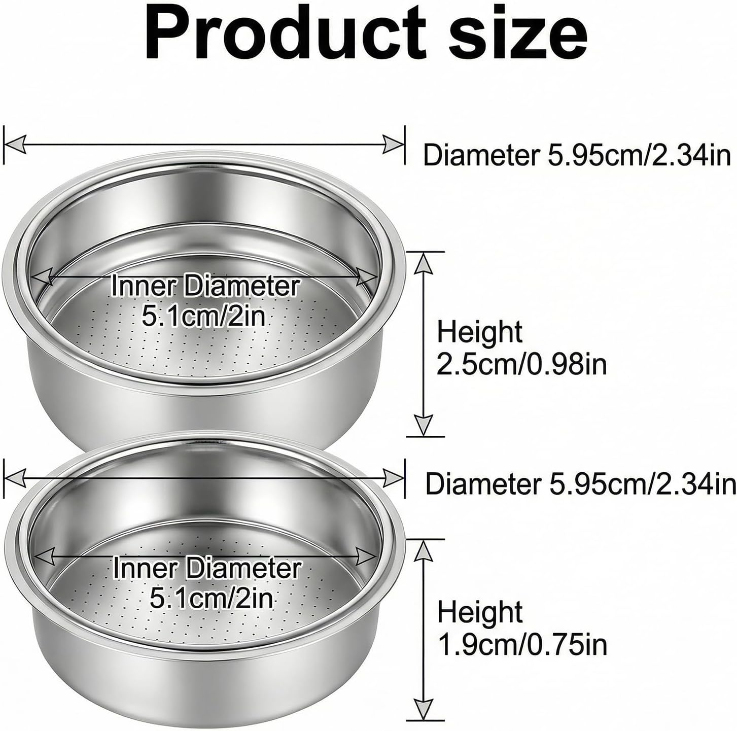 2 Pcs Coffee Filter,Stainless Steel Coffee Filter,Espresso Filter,Espresso Filter Basket Compatible with Chefman Espresso Machine,Machines Espresso Machine Parts(Silver) image 2