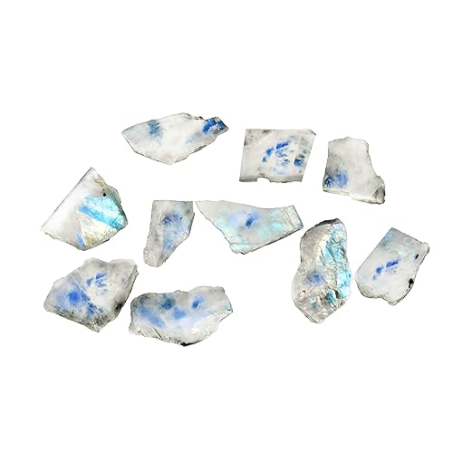 Gempires Natural Rainbow Moonstone Raw Gemstone Lot, 15 to 25 mm Healing Moonstone Rough Crystals, Rainbow Moonstone Loose Chips for Jewelry Making,