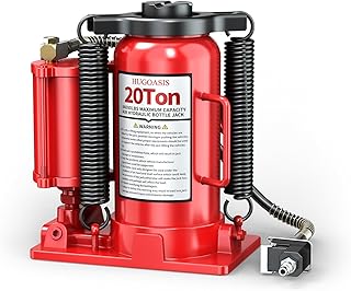 20 Ton Air Hydraulic Bottle Jack, 10-3/8" to 20-1/16" Lift Range, Manual and Air Pump Dual Operation, for Car, Auto Repair, Truck, Industrial Engineering