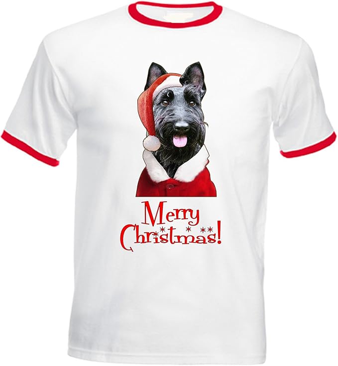 teesquare1st Men's Merry Christmas Scottish Terrier 21 Red Ringer
