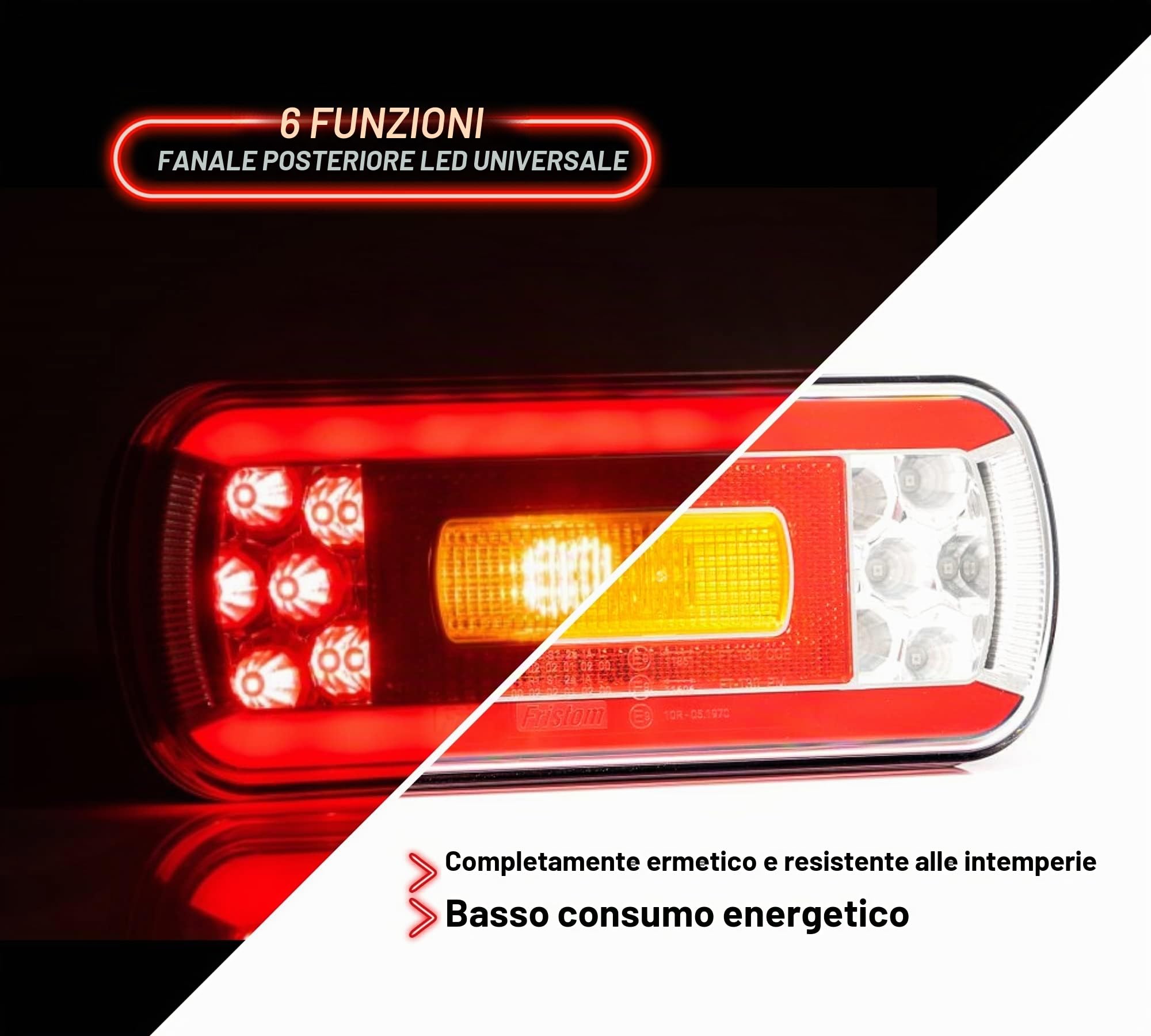 DOJA Barcelona | Fanali Posteriori Rimorchio LED | Fanali Rimorchio Rotondo 6 Funzioni | Luce di Posizione, Luce Freno, Indicatore LED, Luce Targa, Fendinebbia/Retromarcia | Fari Posteriori Trattore