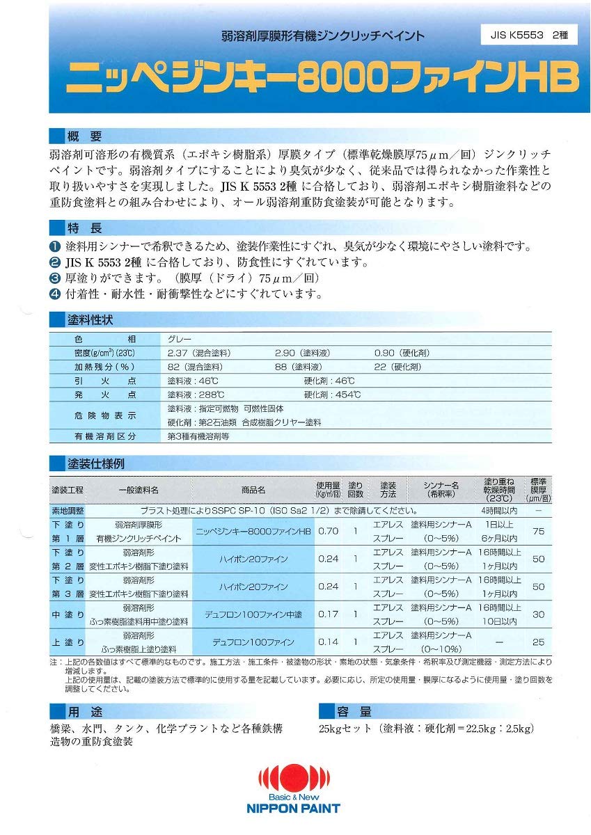 Amazon | 日本ペイント ニッペジンキー8000ファインHB グレー 25kg 