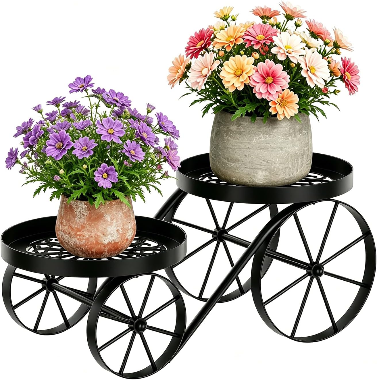 Metal Plant Stand Indoor Outdoor, 2-Tier Flower Pot Holder