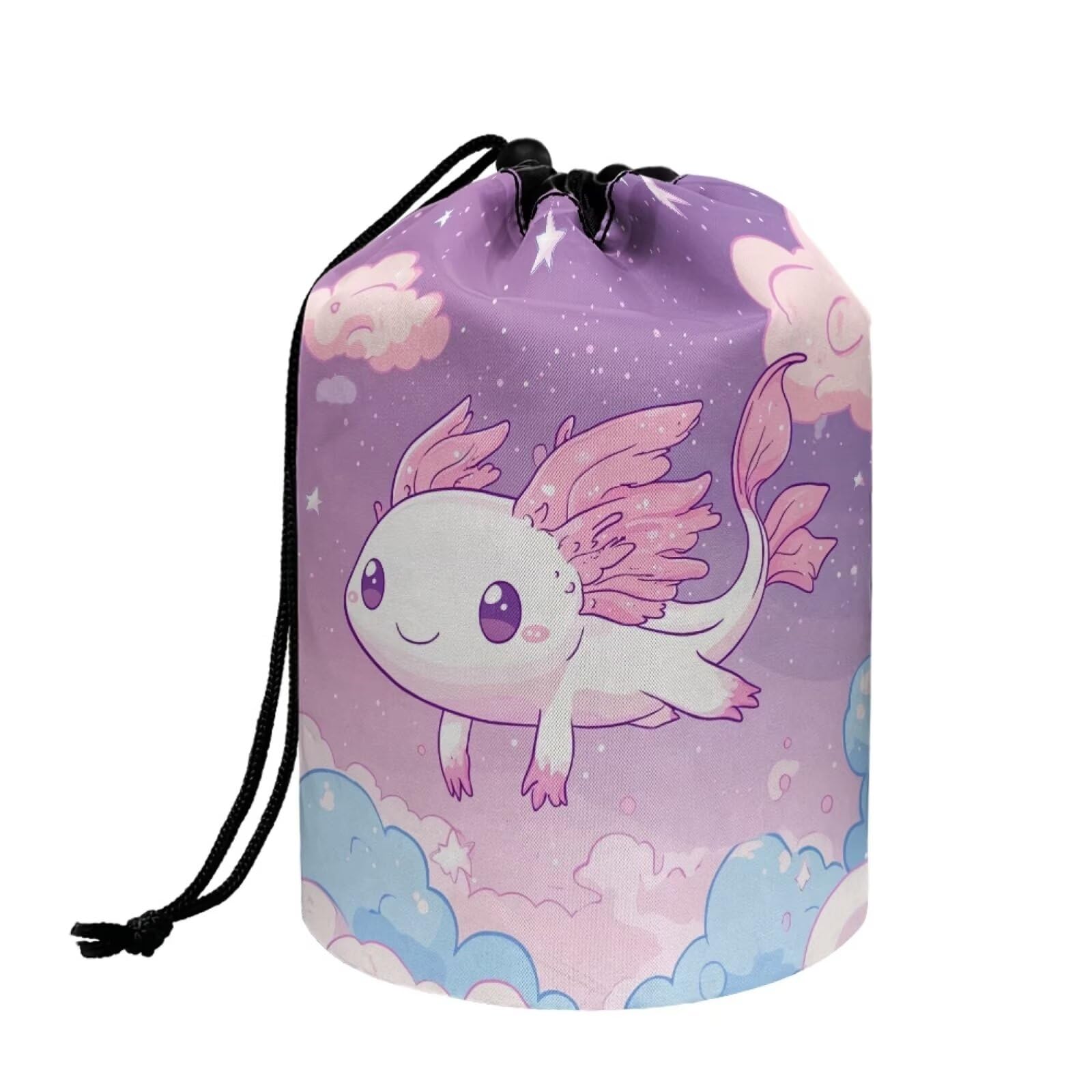 chaqlin Hippie Lotus Print Travel Cosmetic Bags Barrel Makeup Bag,Women Girls Portable Foldable Cases Multifunctional Toiletry Bucket Bags Round Organizer Storage Pocket — view 16