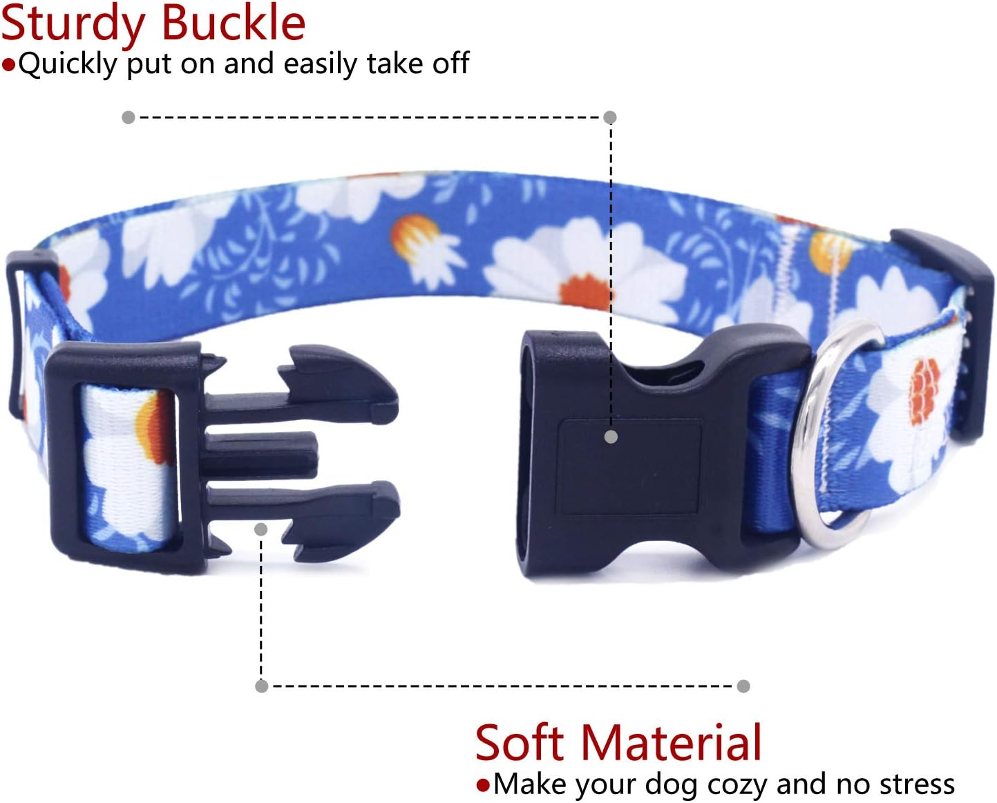 Cozilanz Dog Collar Floral Print Adjustable Buckle Pet Soft Collar for Small, Medium, Large Dog,Girls Female Dog : Pet Supplies