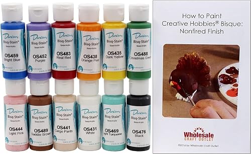 Creative Hobbies Duncan OSKIT-1 Acrylic Paint Set, 12 Colors in 2 Ounce Bottles with Free How to Paint Ceramics Book