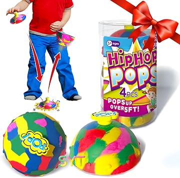 Magic Flying Saucer Popper Flatten Pop-Up 4Pcs | Soft non-toxic rubber Great for kids & dogs indoor/outdoor Flattens & pops up flying saucer 4-piece set for doggy disc fun