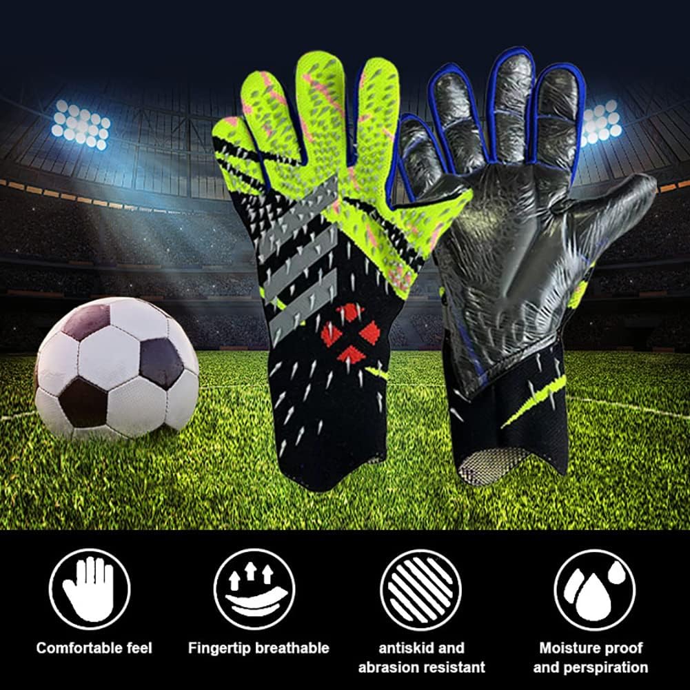 Latex Football Goalkeeper Gloves, Strong Grip Gloves with Finger Protection, Premium Goalkeepers' Glove, Thickened Football Professional Protection Gloves, for Kids & Youth & Adults Soccer Gloves