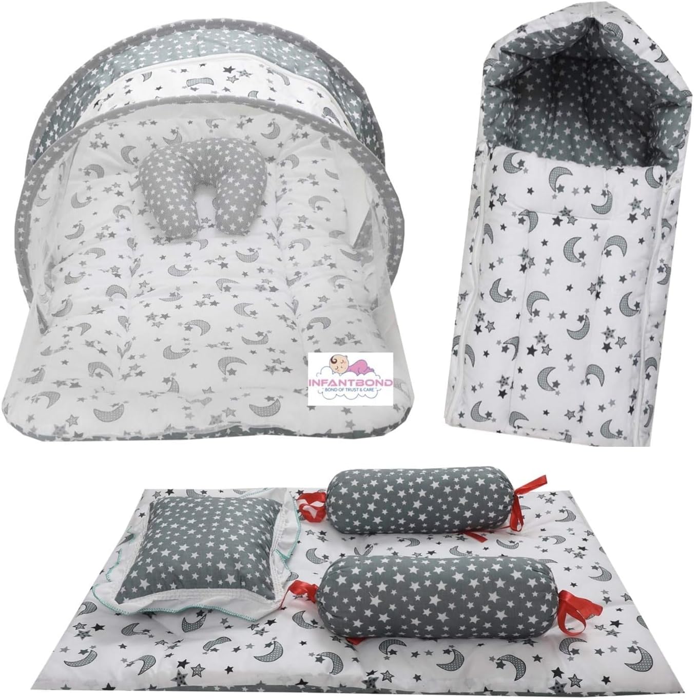 Infantbond Designer Mattress with Net Baby Sleeping Bag Carry Bed