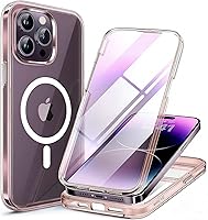 Vista 180 de Miracase Glass Series - Funda magnética para iPhone 15, compatible con MagSafe, de cuerpo completo, protector de pantalla de vidrio 9H integrado