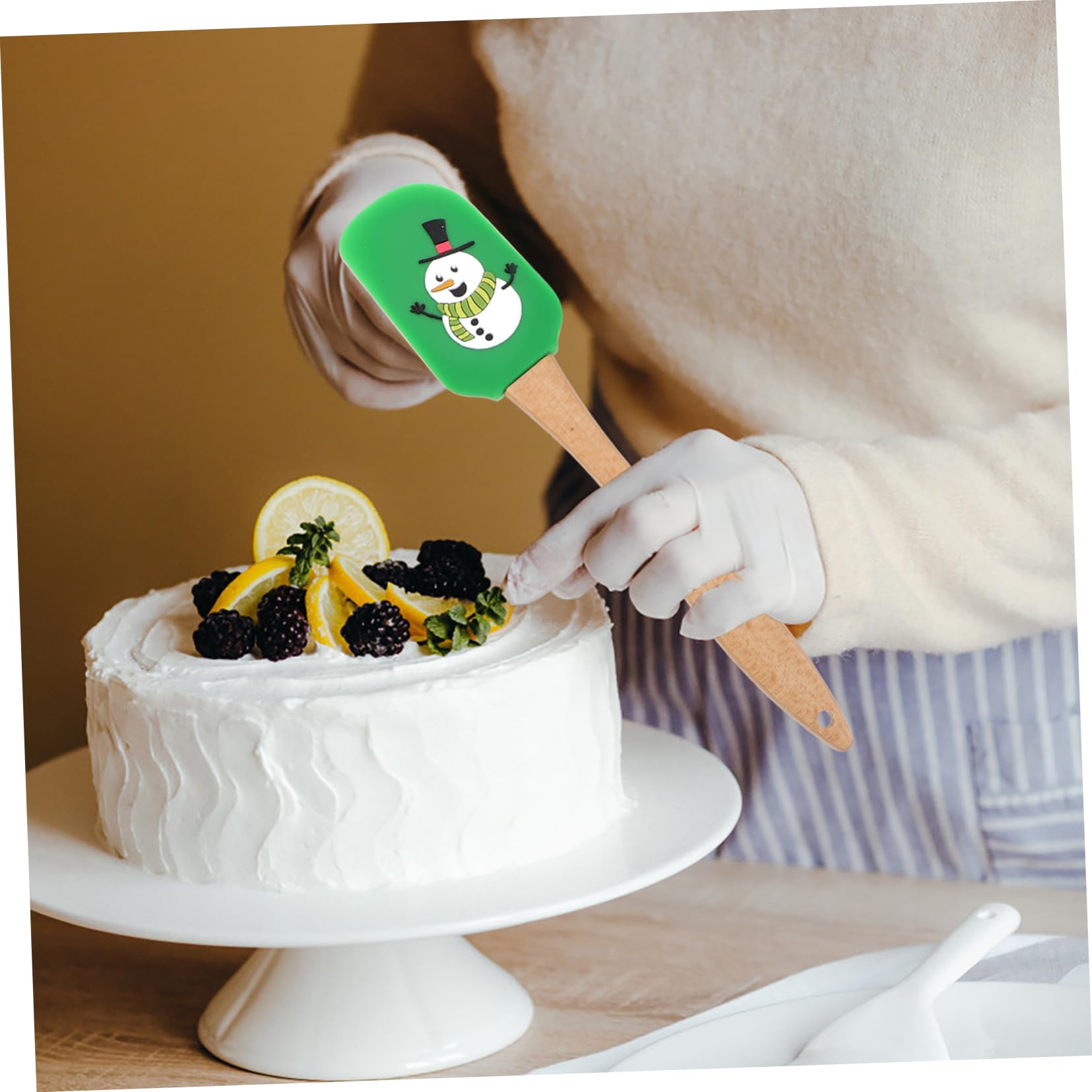 NOLITOY 4stücke Silikonspatel mit Gebäckspatel und Sahnespatel für Backen und Kochen Hitzebeständig und Flexibel zum Mischen und Formen von Desserts und Kuchen Zufällige Farbe